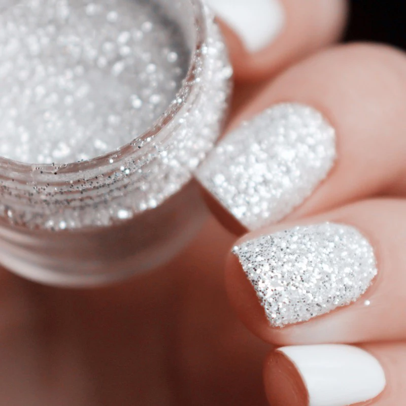 

10ml/Box Nail Glitter Tips White Silver Powder 1mm & 2mm & 3mm Mixed Manicure Beauty Nail Art Decoration