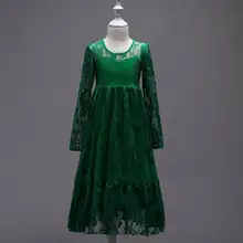 Розничная ; платья для девочек-подростков; Новинка года; кружевное платье принцессы с длинными рукавами; вечерние платья для свадьбы; детская одежда; От 4 до 15 лет; E602