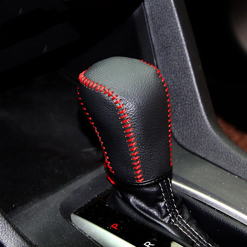 Чехлы из натуральной кожи для Honda Civic 10th на автомобиль, ручка переключения передач, чехол, аксессуары - Название цвета: Red
