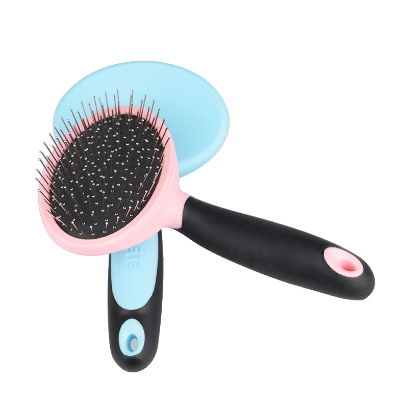 Pet Comb Soft Rubber Handle Puppy Pet Hair Removal Wire Brush Dog