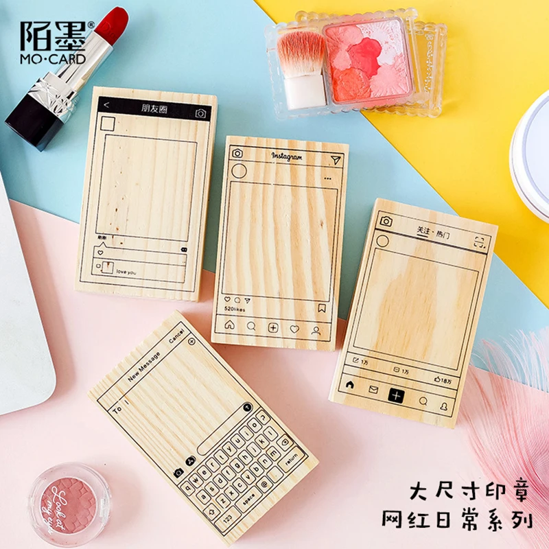 Daily Series Rubber Seal Wood Stamps For Scrapbooking Stamps Decoration DIY Stationery Support Kawaii Ins Wechat Bullet Journal