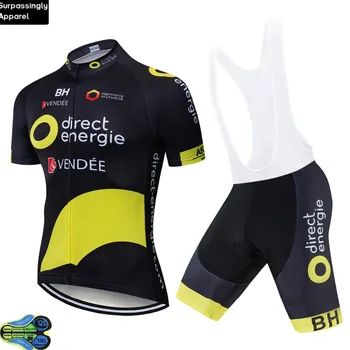 

2019 Pro UCI Team Energie Cycling Jersey Set Black Summer Short MTB Bike Jersey Ropa Ciclismo Bicycle Cycling Clothing 12D Gel