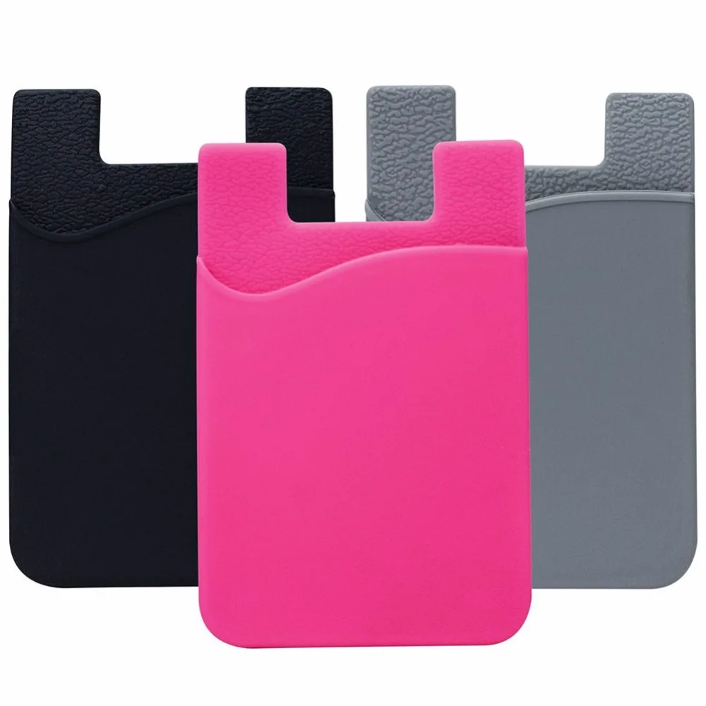 3Pcs/set Universal Rubber Silicone Wallet ID Card Holder Sleeve Stick Adhesive Case for Mobile Phone | Мобильные телефоны и