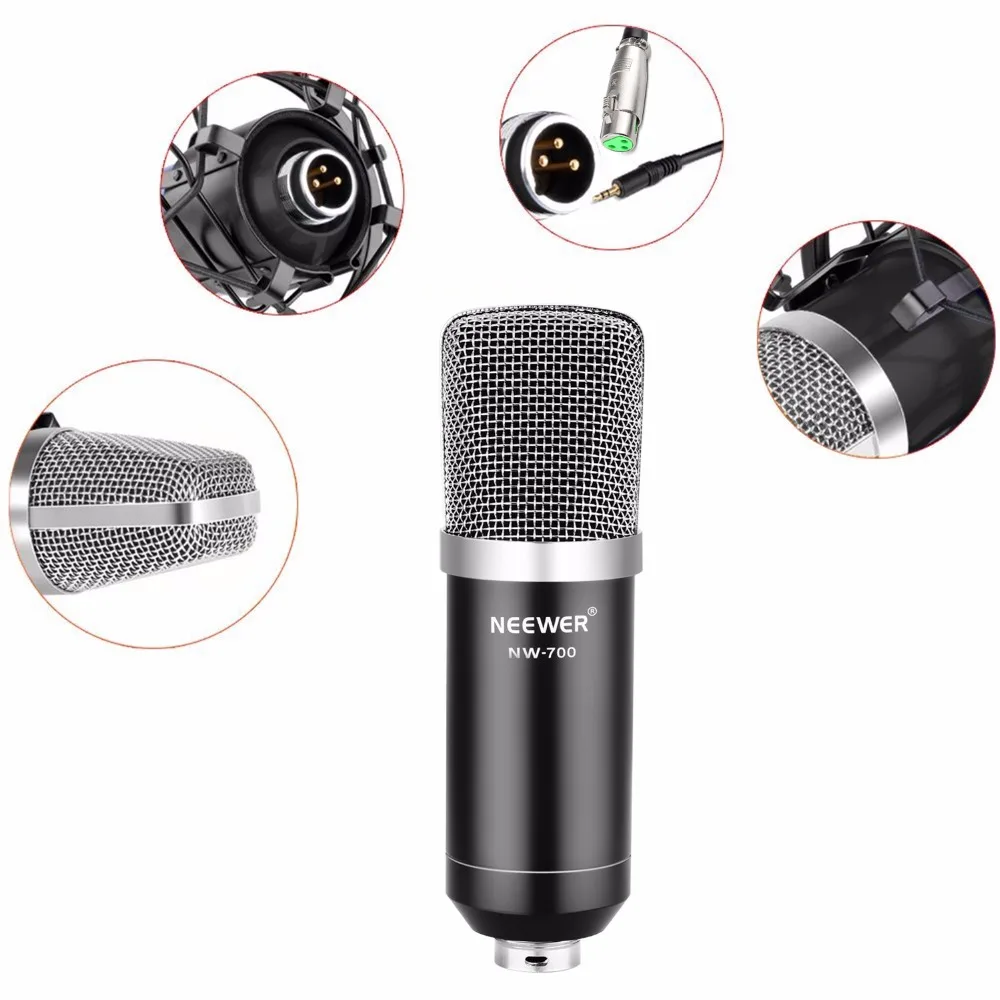 Neewer NW-700 Профессиональная студия вещания Запись конденсаторный микрофон комплект с микрофонной подставкой и амортизатором