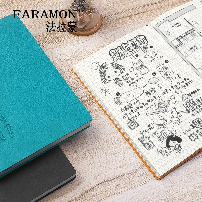 FARAMON Checkered Notebook Thick Notepad Grid Book 1PCS FARAMON Checkered Notebook Thick Notepad Grid Book 1PCS