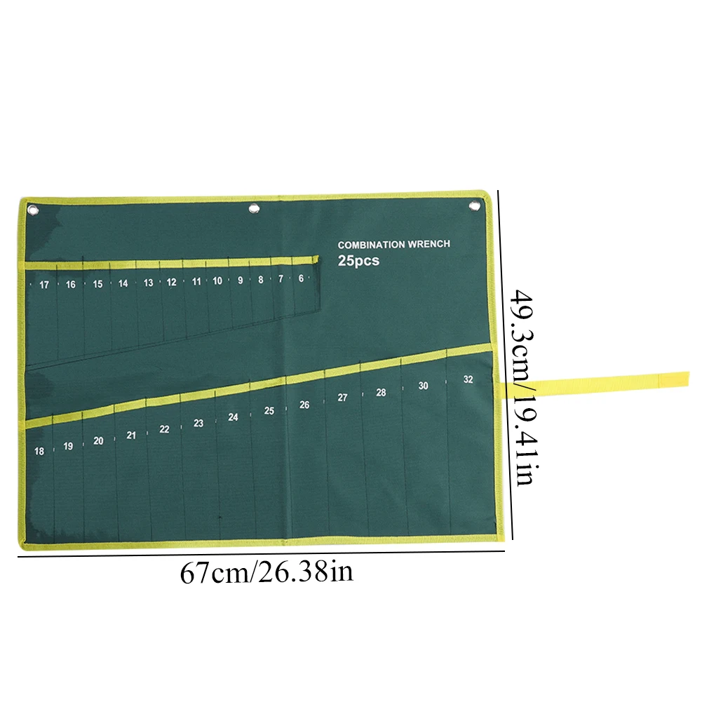6/8/10/14/25 карманы двойной открытие кольцо комплект ключей чехол сумка для инструмента гаечный ключ, дюймовый стандарт Roll Up для хранения Органайзер, сумка, карман - Цвет: 25 sockets