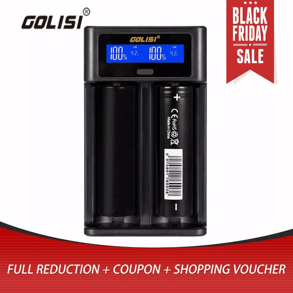 

Golisi i2 2.0A Smart LCD Charger for 18650 20700 26650 Li-ion Ni-MH Ni-Cd AA AAA Rechargeable Battery (Not Included)