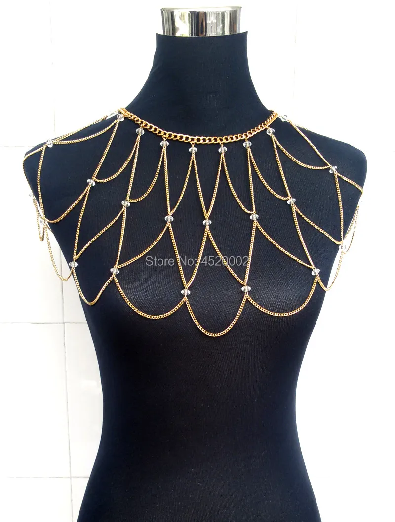 Women New Shoulders Body Chains Jewelry Fashion Harness Metal Body