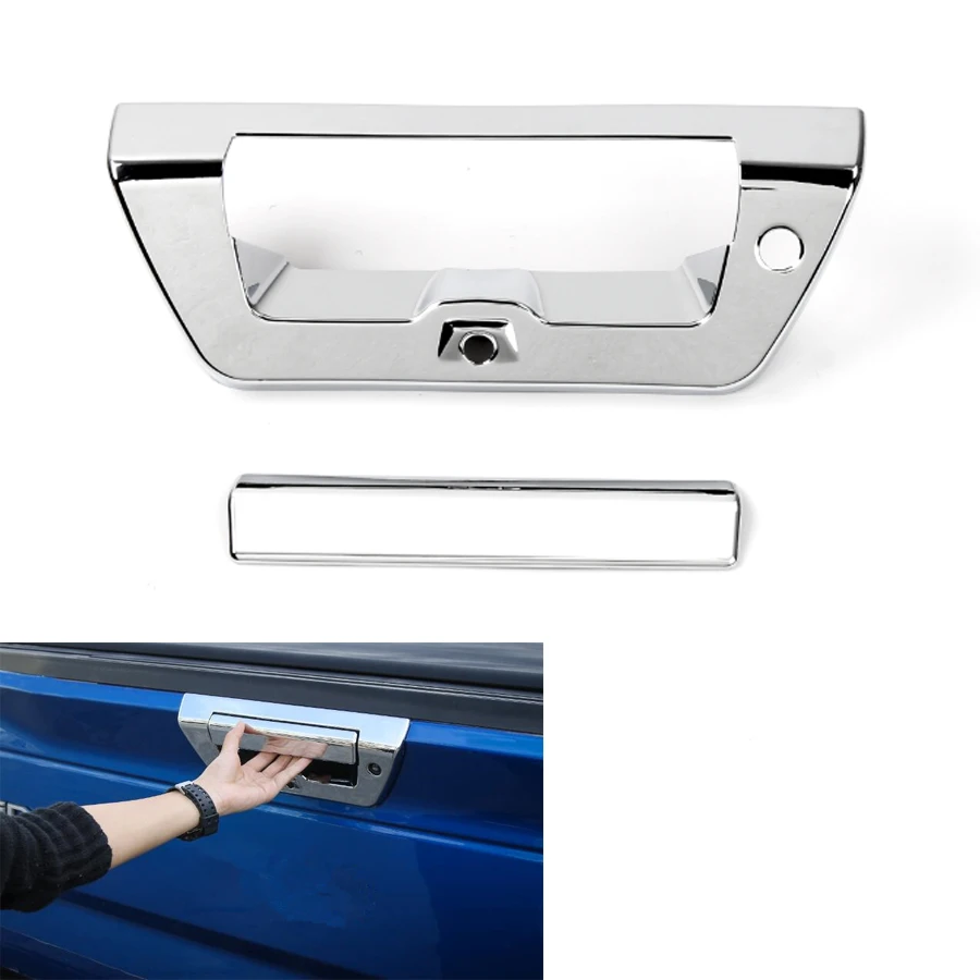 

YAQUICKA 2Pcs/set Chrome ABS Car Rear Trunk Door Handle Grab Cover Trim Sticker Fit For Ford F150 2015+ Car Styling Accessories