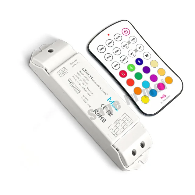 

LTECH M6+M4-5A;M6 MINI RF wireless remote led RGB controller with M4-5A CV Receiving;DC5V-DC24V input;6A*3CH Max18A output