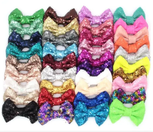 

38colors 38pcs/lot 4" Super Big Glitter Messy Sequin Bows for Girls Headband,Hair Bow WITHOUT Hair Clips, Hair Accessories