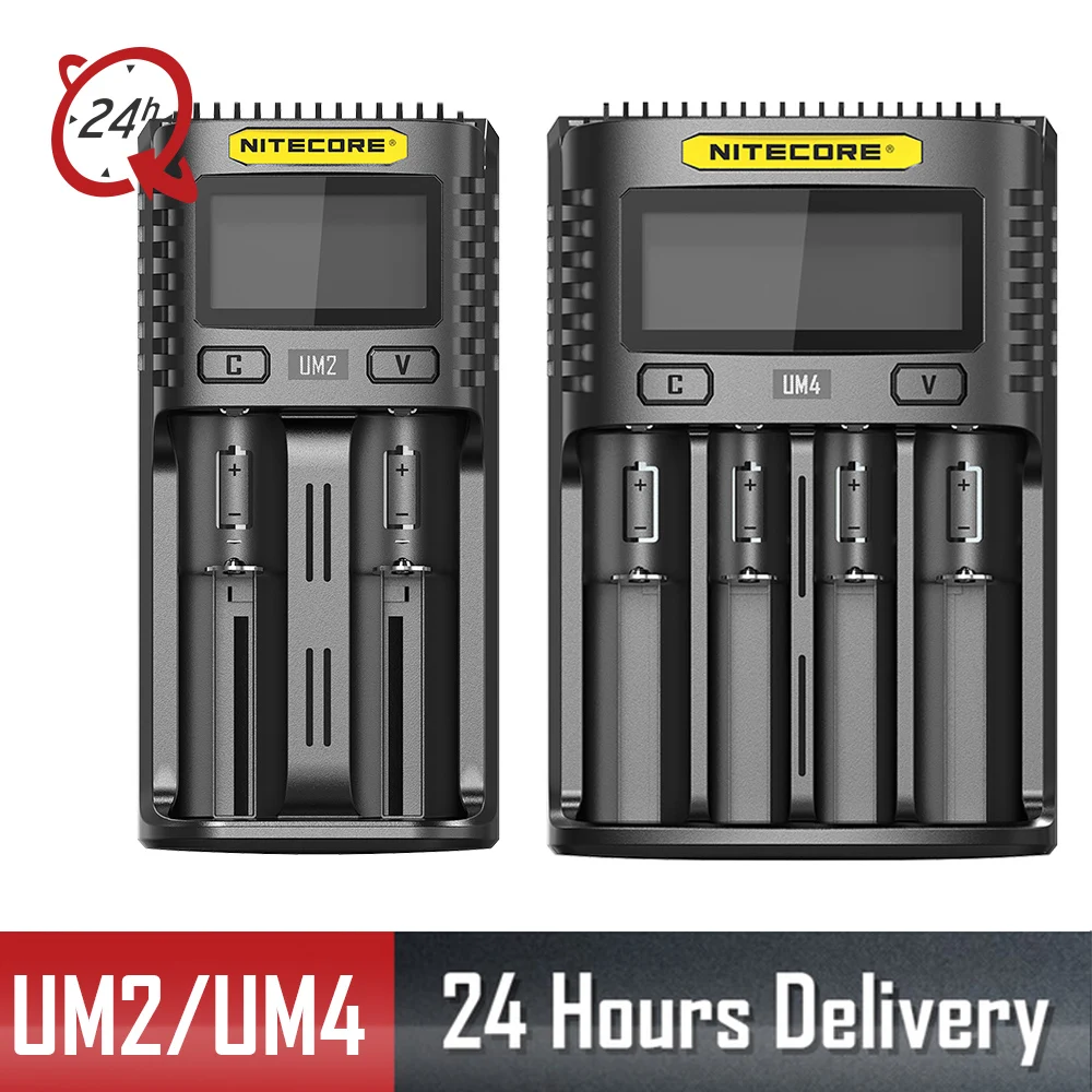 

Nitecore UM2 UM4 USB QC Charger Intelligent Circuitry Global Insurance li-ion AA AAA 18650 21700 26650 battery Charger