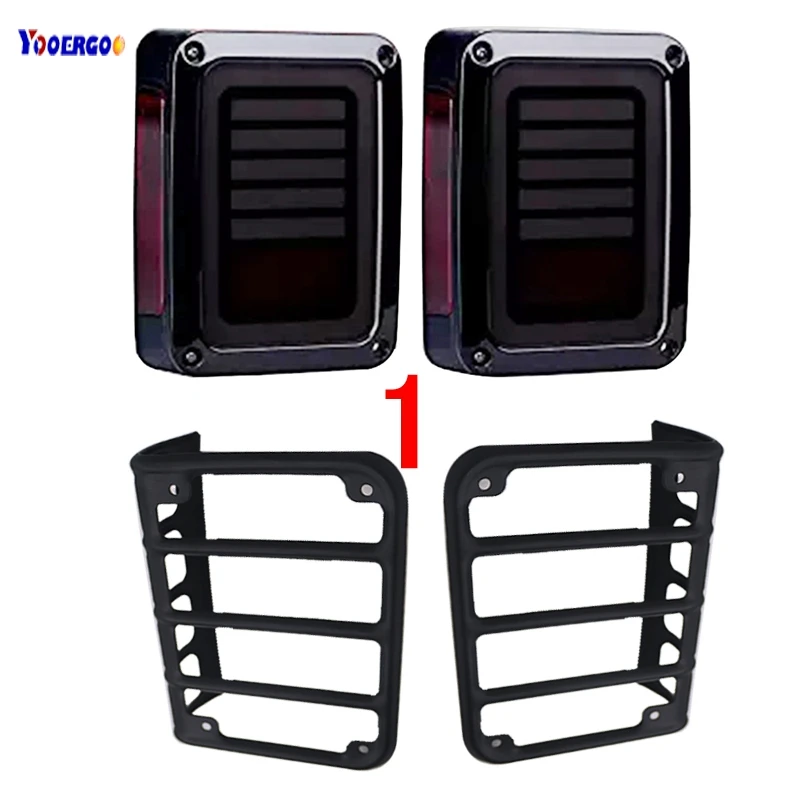 For Jeeps JK LED Rear Tail lights Brake turn signal Reverse Lamp and Chrome taillight Guards Covers for 07-16 Jeep Wrangler JK For Jeeps JK LED Rear Tail lights Brake turn signal Reverse Lamp and Chrome taillight Guards Covers for 07-16 Jeep Wrangler JK
