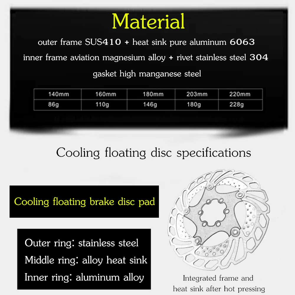 VXM Велосипедный тормозной охлаждающий диск плавающий ледяной ротор для MTB шоссейного велосипеда 203 мм 180 мм 160 мм 140 мм охлаждающие тормозные роторы детали велосипеда