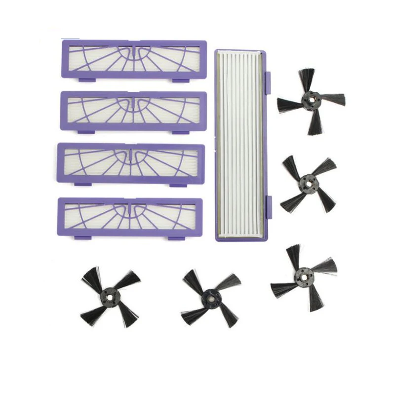 

10Pcs Total 5 x HEPA Filter 5 x Side Brush for Neato BotVac 70e 750 80 85 H-Q Robotic Cleaner brush for a vacuum cleaner Parts