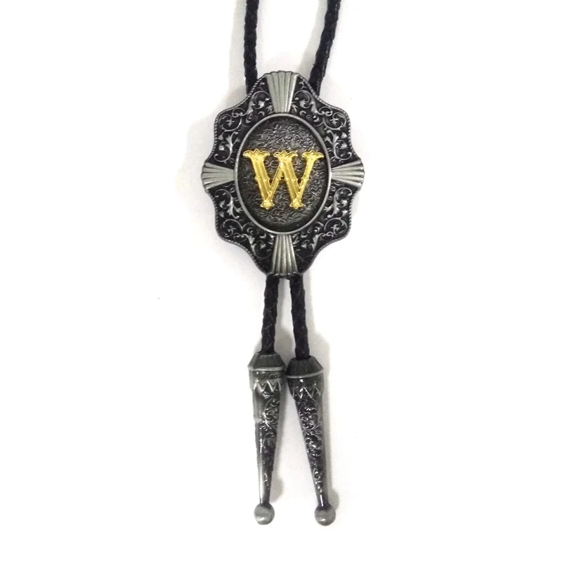 Golden Capital Letter A to Z Rodeo Bolo Tie