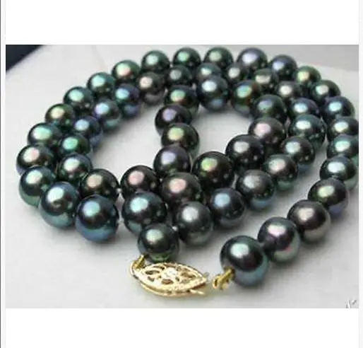 

stunning10-11MmTahitian peacock green PEARL NECKLACE 18"14KGP
