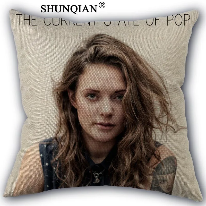 

tove lo Pillowcase Custom Cotton Linen Square Decorative Pillow Cases Cover Zippered 45x45cm one side
