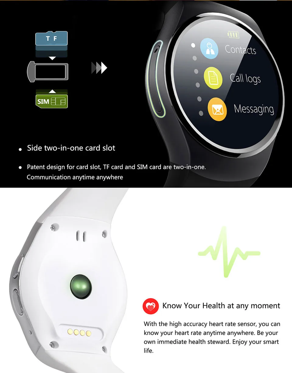 Новые водонепроницаемые Смарт-часы умные часы пульсометр носимые устройства анти-потеря поддержка TF SIM для IOS Android смартфон