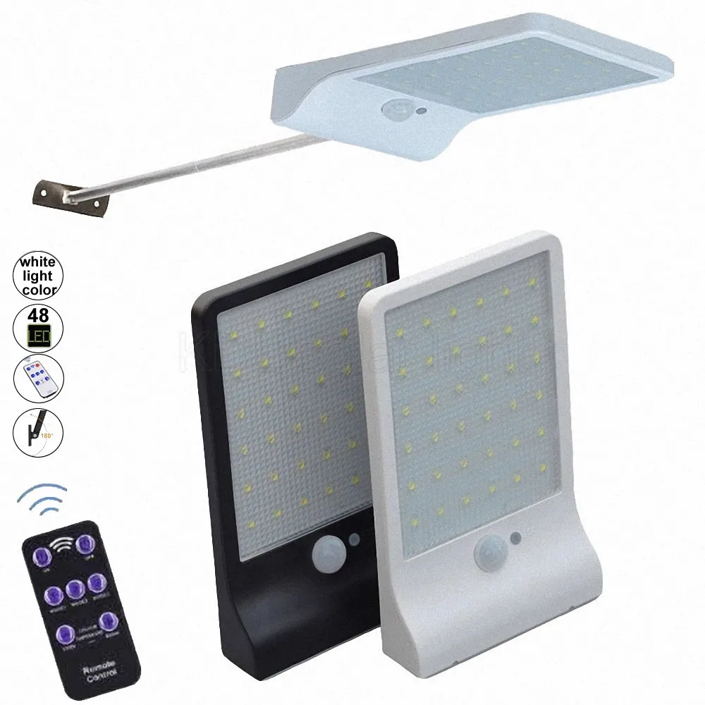 

48 LED 800 LM Solar Lamp Human Body duction Wall Light 3 Modes Dimmable Outdoor Garden Yard Path Lamp with Remote Control ip65 S