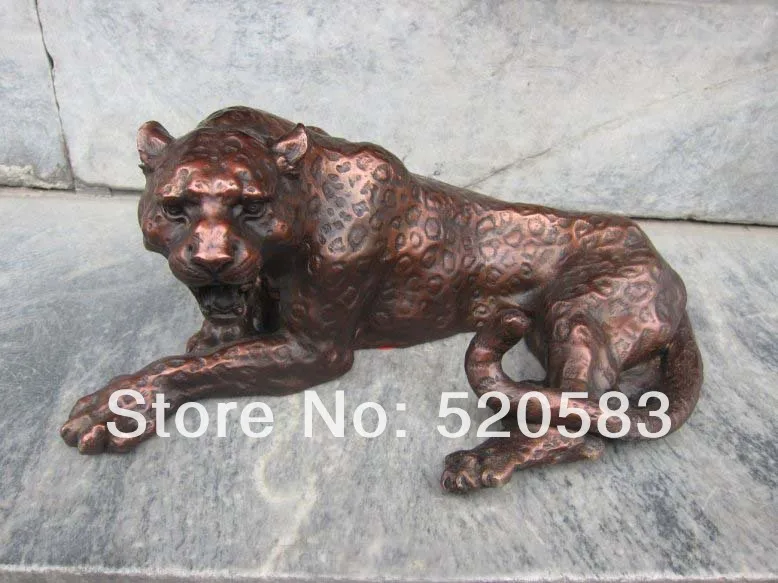 

Chinese Buddhism Fengshui Bronze leopard statue Figures