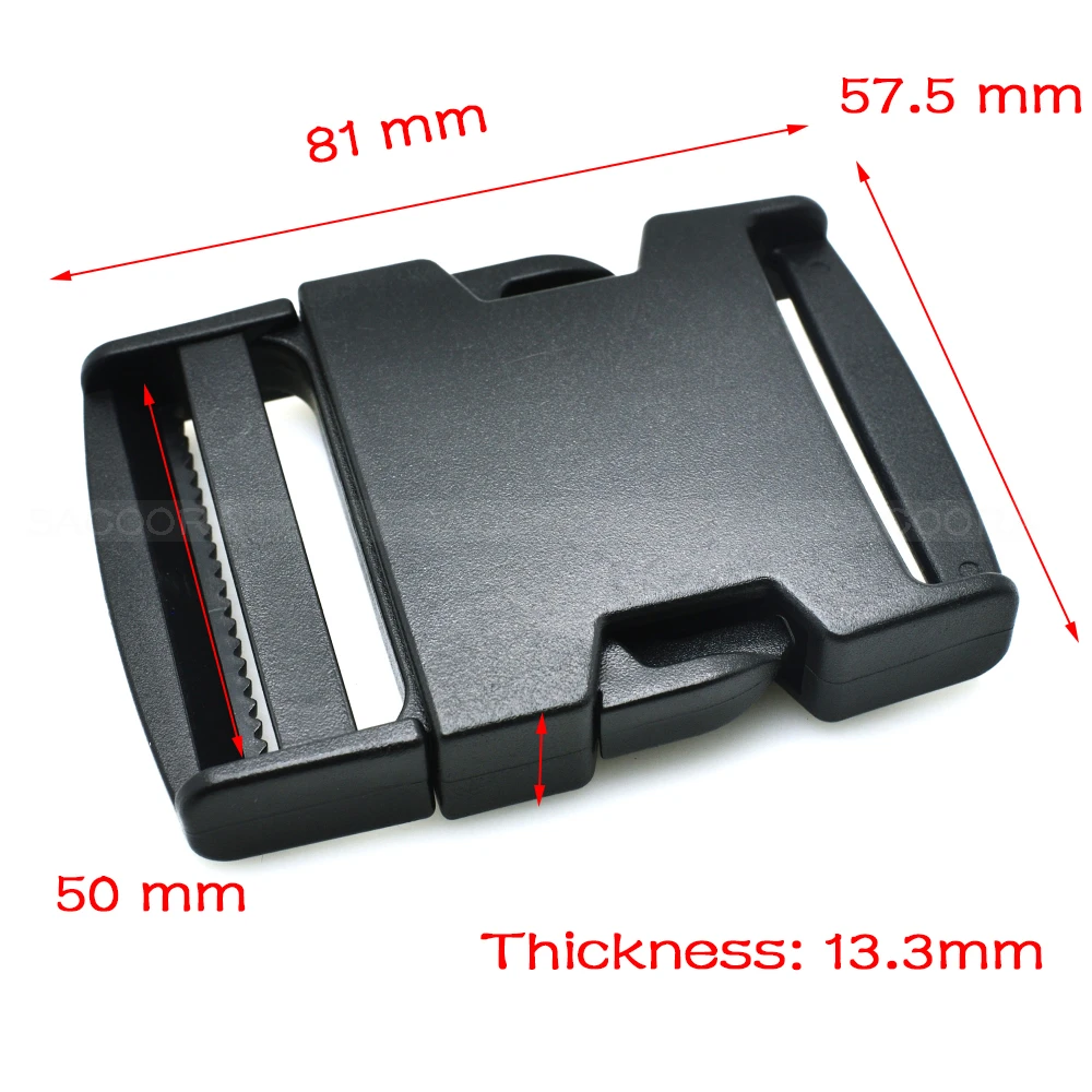 1pcs 2" Plastic Side Release Belt Buckles Dual Adjustable Buckle Webbing 50mm
