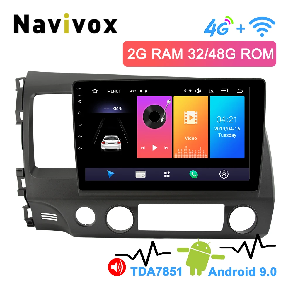 

Navivox 2.5D IPS Touch Screen Android 9.0 2 Din Car DVD GPS Navigation For Honda Civic 2006-2011 Multimedia Radio 4G Civic GPS