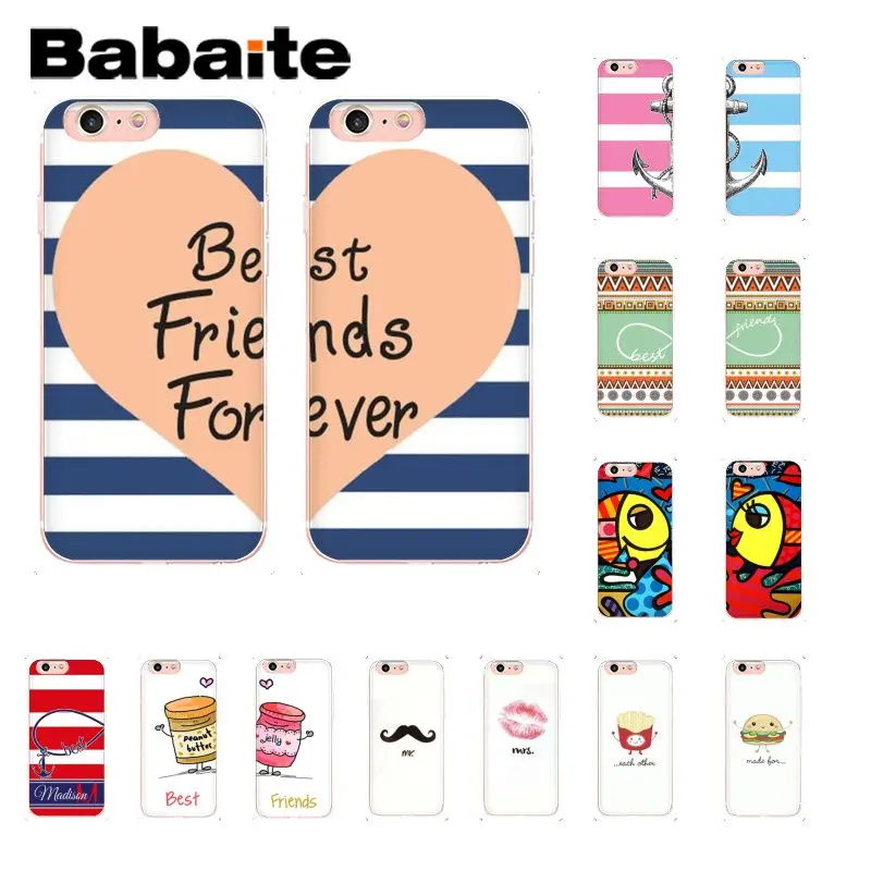 

Babaite Best friends Forever Matching Couple TPU Soft Silicone Phone Case for iPhone 8 7 6 6S Plus X XS MAX 5 5S SE XR 10 Cover
