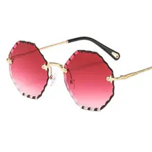 Модные красные солнцезащитные очки для женщин и мужчин Восьмиугольные солнцезащитные очки люксовый бренд прозрачный объектив без оправы Солнцезащитные очки градиент уличный стиль