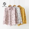 2019 New Arrival Cartoon Cat Print Button Up Blouse Long Sleeve Turn Down Collar Shirt Sweet Girls Loose Plus Size Top T93905F 1