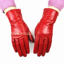 Новые женские кожаные перчатки многоцветный овчины перчатки бархатной подкладке теплая осень и зима специальная цена акции