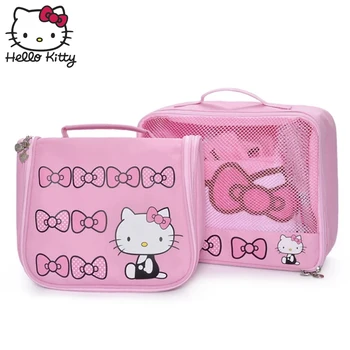 

Hello Kitty Women Wash Case Backpacks Cute Cosmetic Handbag Travel Girls Convenient Wrist Bag Make Up Wash Beauty Girl