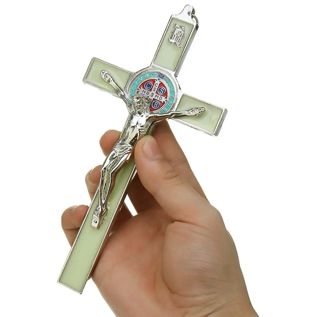 

7" Antique Green Church Relics Crucifix Jesus Christ On The Stand Cross Wall Crucifix Home Chapel Decoration Wall Crosses