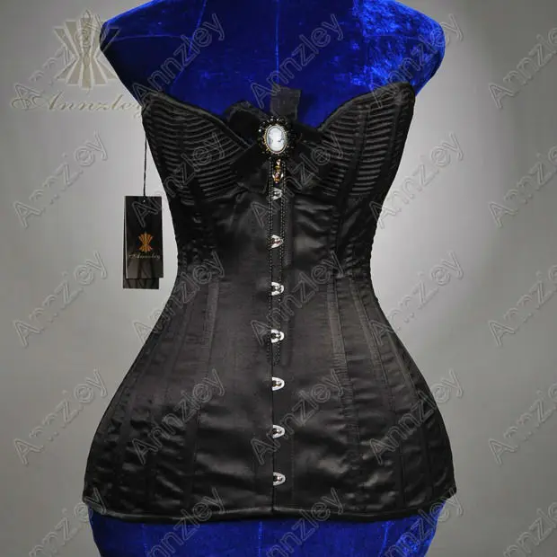 

Steel Boned Black Full Body Long Line Corset Bra Pattern For Waist Slimming