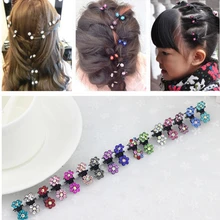 ; маленький размер 20 мм; свадебные Стразы с цветами и кристаллами; мини-заколка для волос; свадебные головные уборы; вечерние детские заколки для волос