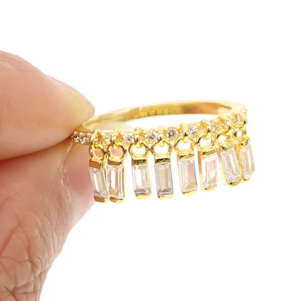 

2018 valentine dainty ring minimalist drop cz bar pendant charm ring for weeding party cz bar link tassel elegant finger ring