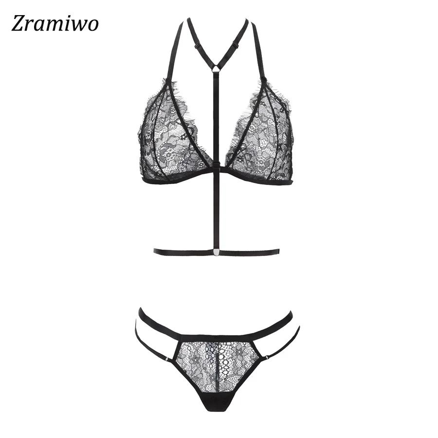 Комплект женского кружевного нижнего белья Прозрачное нижнее белье|bra and panty|bra