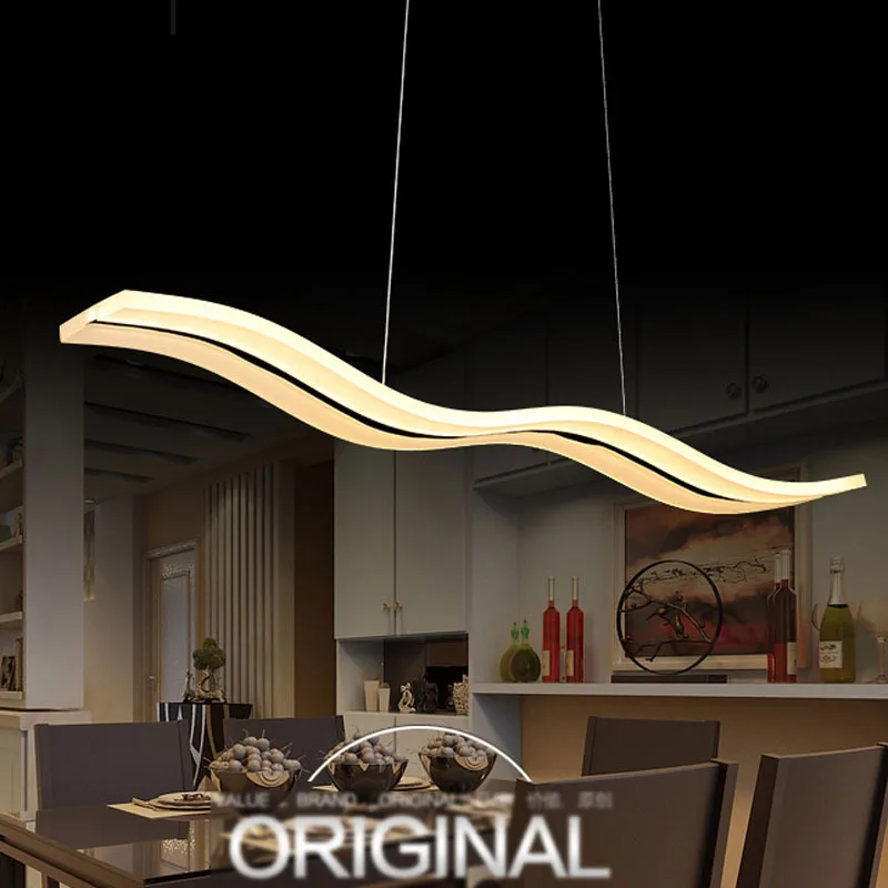 

Simple Acrylic Wave Line Led Pendant Lights Dining Light Coffee Shop Hanglamp Restaurant Hanging Lamp Minimalist Pendant Lamp