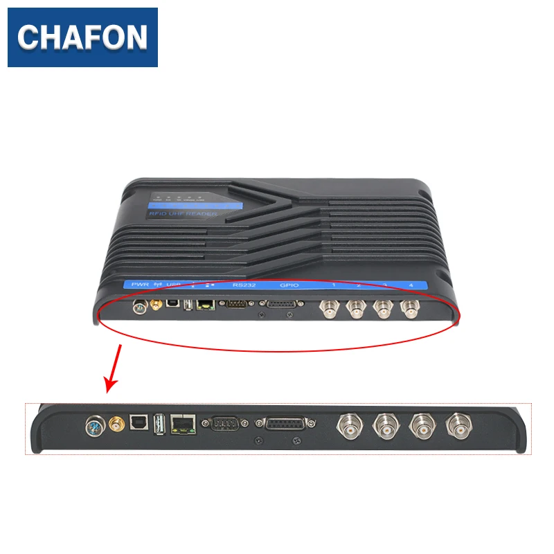 

CHAFON Impinj R2000 rfid reader in uhf frequency 4 antenna with RS232 RS485 RJ45 USB interface free sdk for personnel management