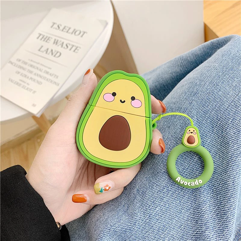 Case For Apple AirPods 2 1 Earphone Soft TPU Case For Apple Air Pods 1 2 Cute Cartoon Strawberry Avocado Peach Cover With Hooks