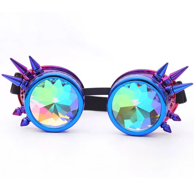 C. F. Очки Новое поступление модные готические панк ретро сварочные очки заклепки круглые 9 цветов рамка линза калейдоскопа для косплея Вечерние