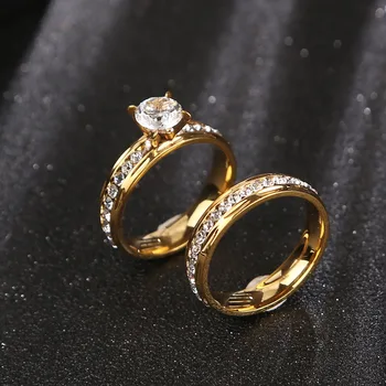 Gold wedding rings Stainless Steel Engagement Ring Women
