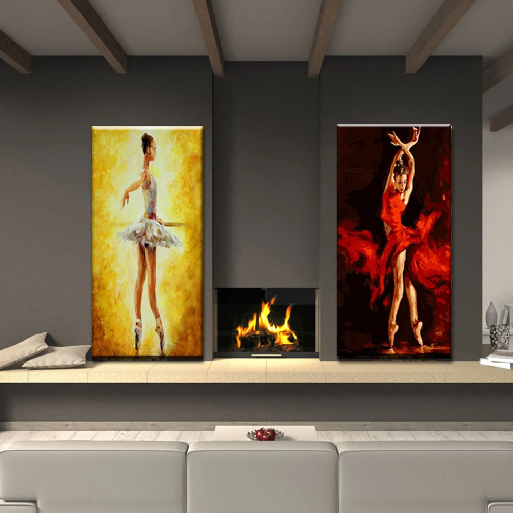 

Large Hand Painting Ballet Girl Palette On Canvas Wall Picture For Living Room Home Decor Pictures Modern Knife Oil Painting Hot