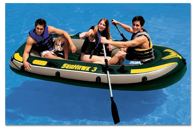 Cheap Intex Seahawk 3 person fishing boat inflatable kayak inflatable boat 295cm*137cm*43cm,  included a pair of oars, hand pump