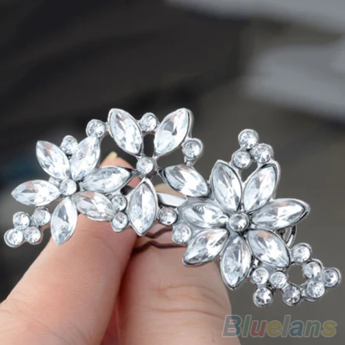 

12Pcs Women's Bride's Bridesmaid's Rhinestone Flower Crystal Hair Clip Comb Jewelry