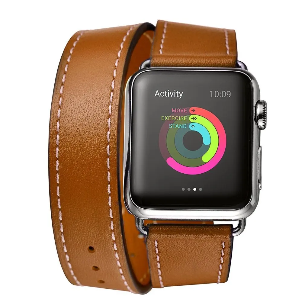 Для Apple Watch band 42 мм для iwatch 38 серия 4 3 2 1 двойной тур Натуральная кожа Ремешок