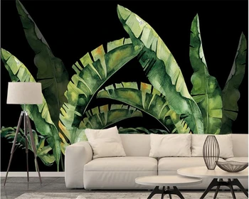 

beibehang wall papers home decor Modern fresh green plant wall black decoration background wallpaper papel de parede 3d behang