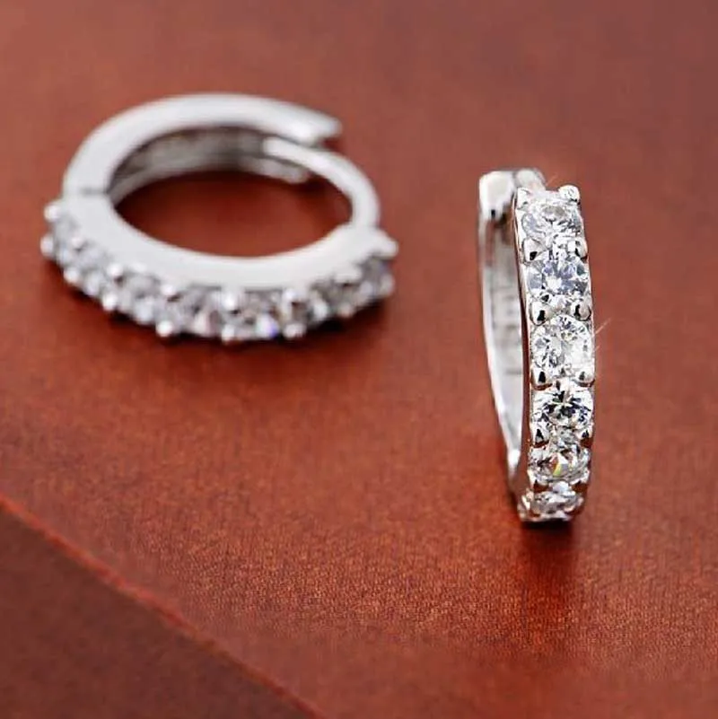Sterling Silver Rhinestones Point drill earringsHoop Diamond Stud Earrings for Women2019 latest ladies fashion earrings | Украшения и