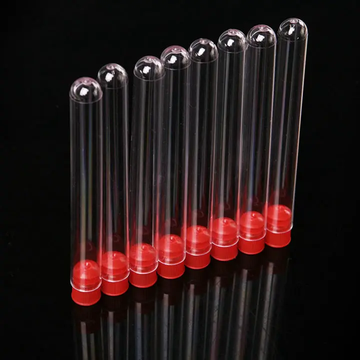 200 шт 15x150 мм прозрачные пластиковые пробирки с синими/красными пробками для различных школьных экспериментов и тестов