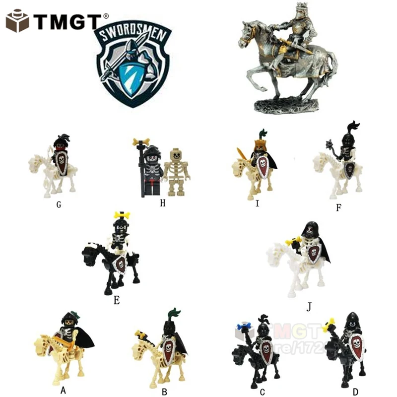 

Single legoings Skeleton Knights Medieval Castle Knights Skeleton Horses The Lord of the Rings Building Bricks Blocks Toys kids